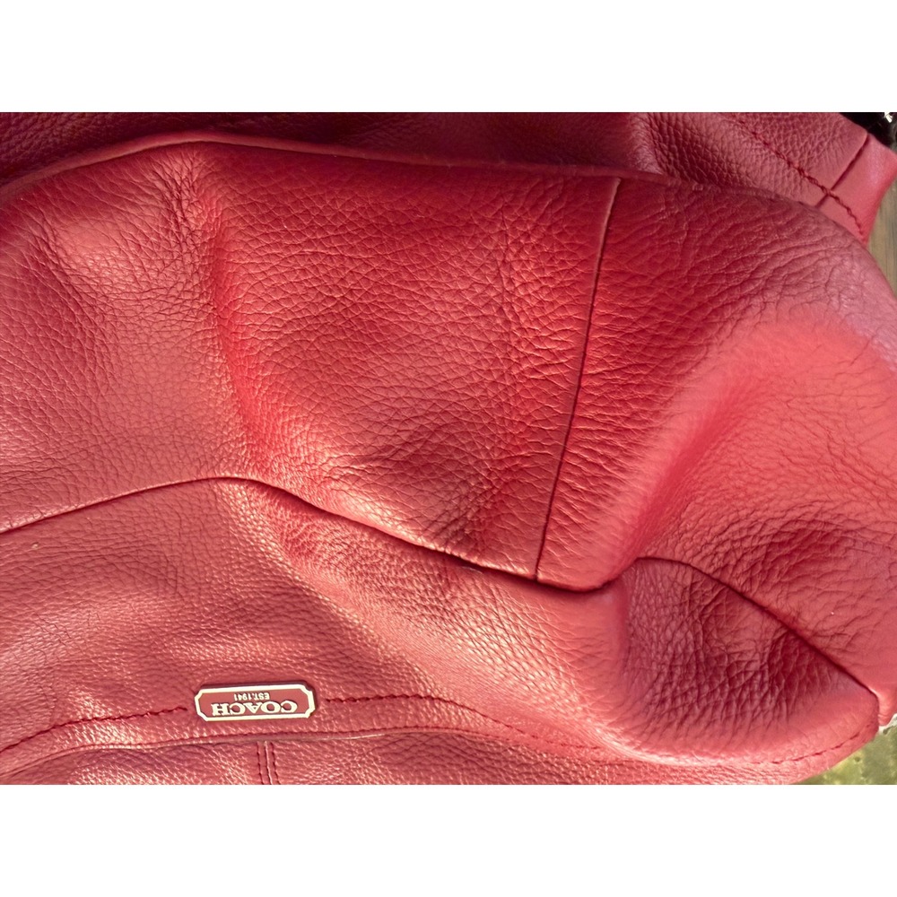 Coach Park Red Pebble Leather Hobo Shoulder Bag Purse Handbag F23293 - Picture 13 of 16